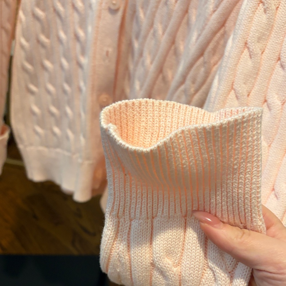 Polo by Ralph Lauren Soft Pink Cable Knit Cardigan - Picture 5 of 7
